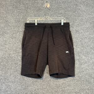 Nike Shorts Mens Large Black Sweatshorts Fleece Swoosh Stretch Comfort Casual